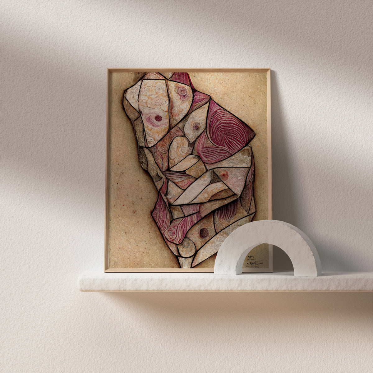 Dermatology Art Poster - Abstract depiction of skin layers and histology in a captivating artistic style.