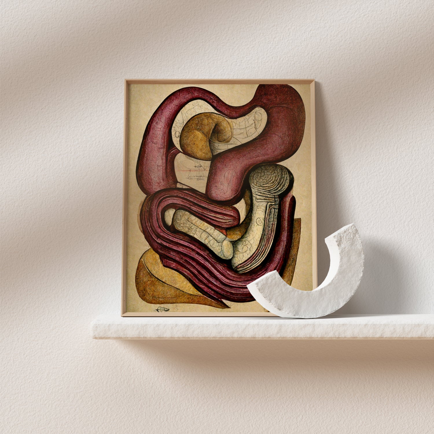 Intestines Anatomy Art Print - A visually striking representation of digestive anatomy, ideal for gastroenterologist clinic decoration and creating a professional atmosphere.