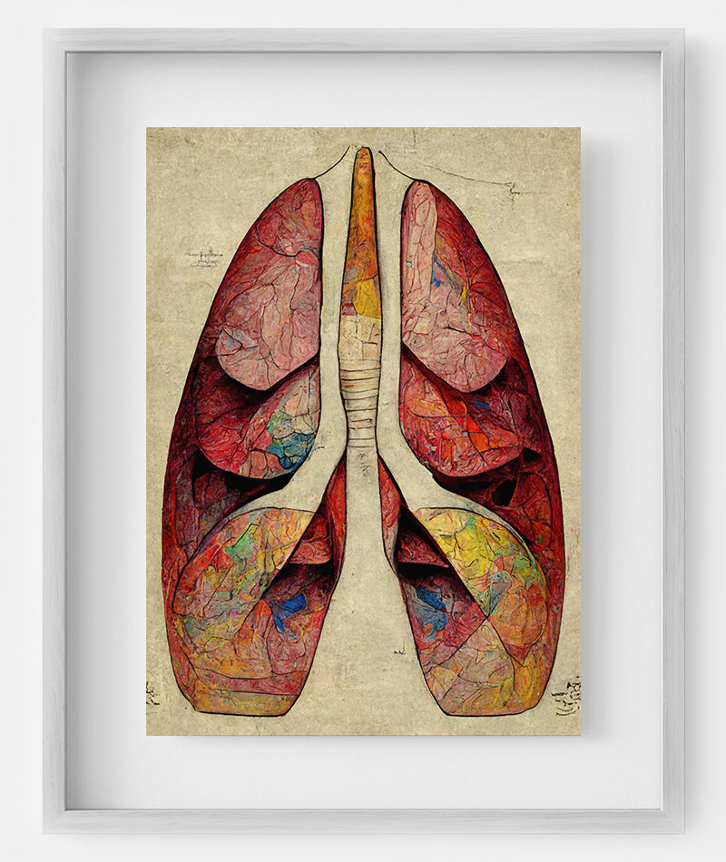 Respiratory System Art - Explore the intricate details of lungs anatomy through this visually stunning artwork, suitable for medical professionals and anatomy enthusiasts alike.