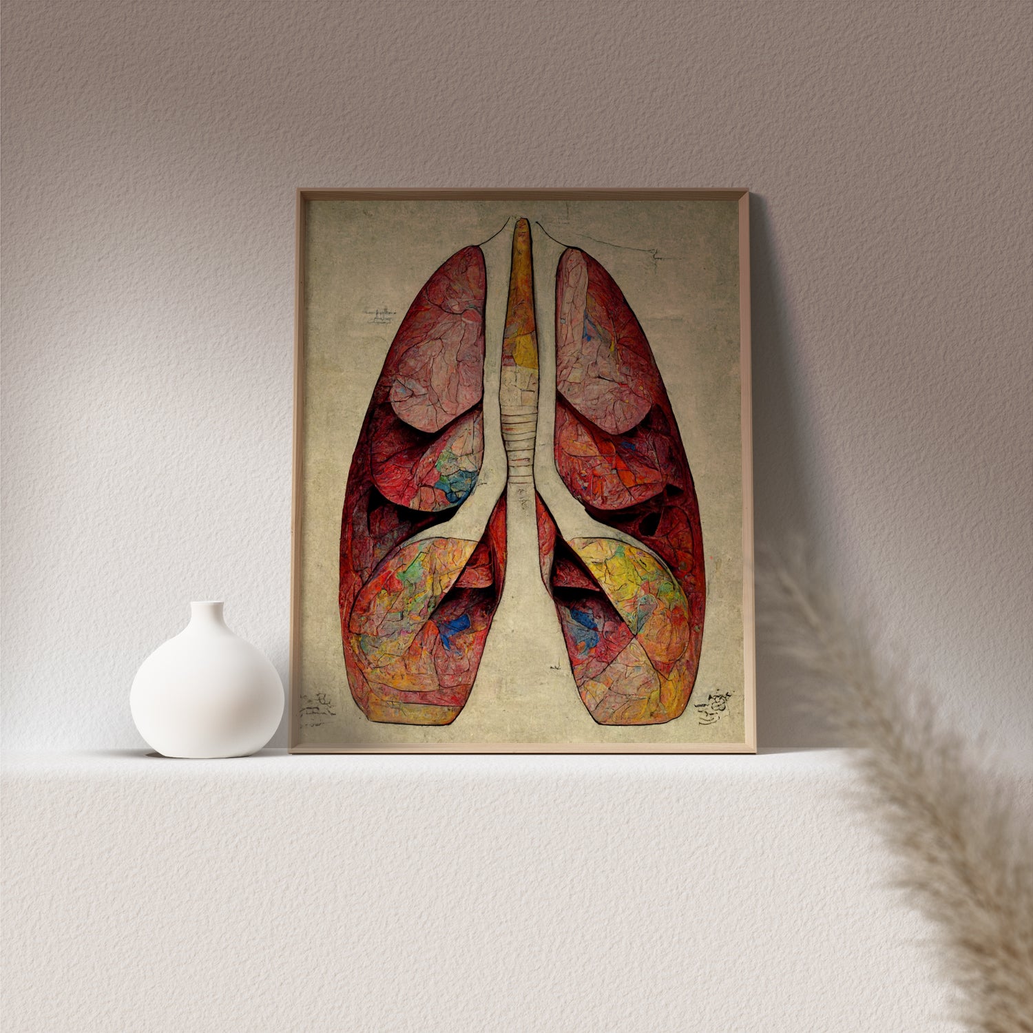 Respiratory System Art - Explore the intricate details of lungs anatomy through this visually stunning artwork, suitable for medical professionals and anatomy enthusiasts alike.
