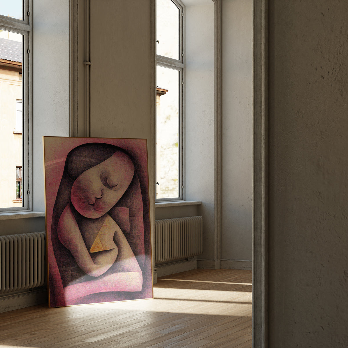 Fetal Ultrasound Art - A heartwarming depiction of pregnancy, ideal for gynecology clinic decor and creating a warm ambiance.