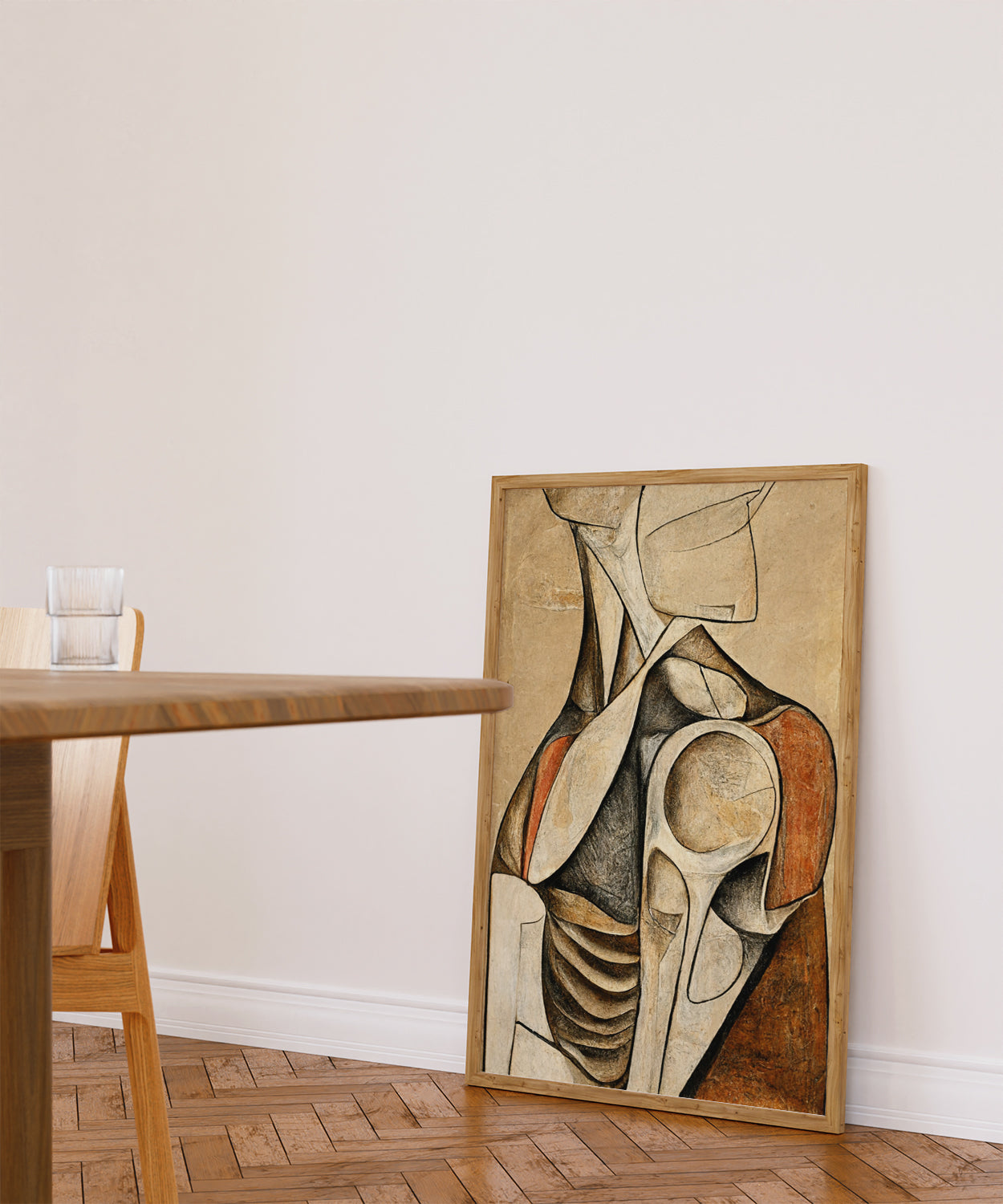 Abstract Cubism-style poster featuring shoulder illustration.
