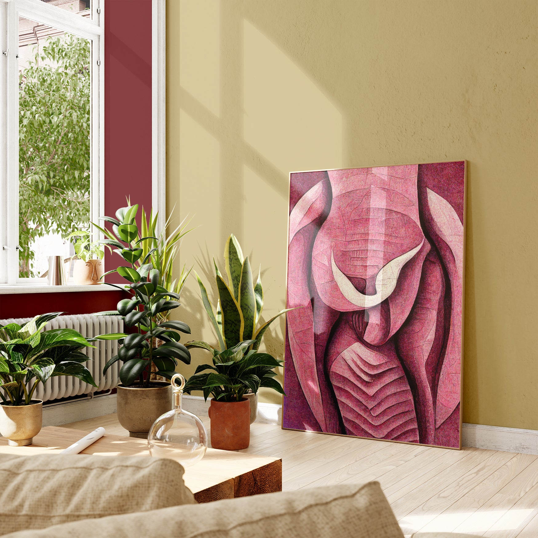 Uterus Anatomy Art - Abstract depiction of the female reproductive system in a contemporary art style