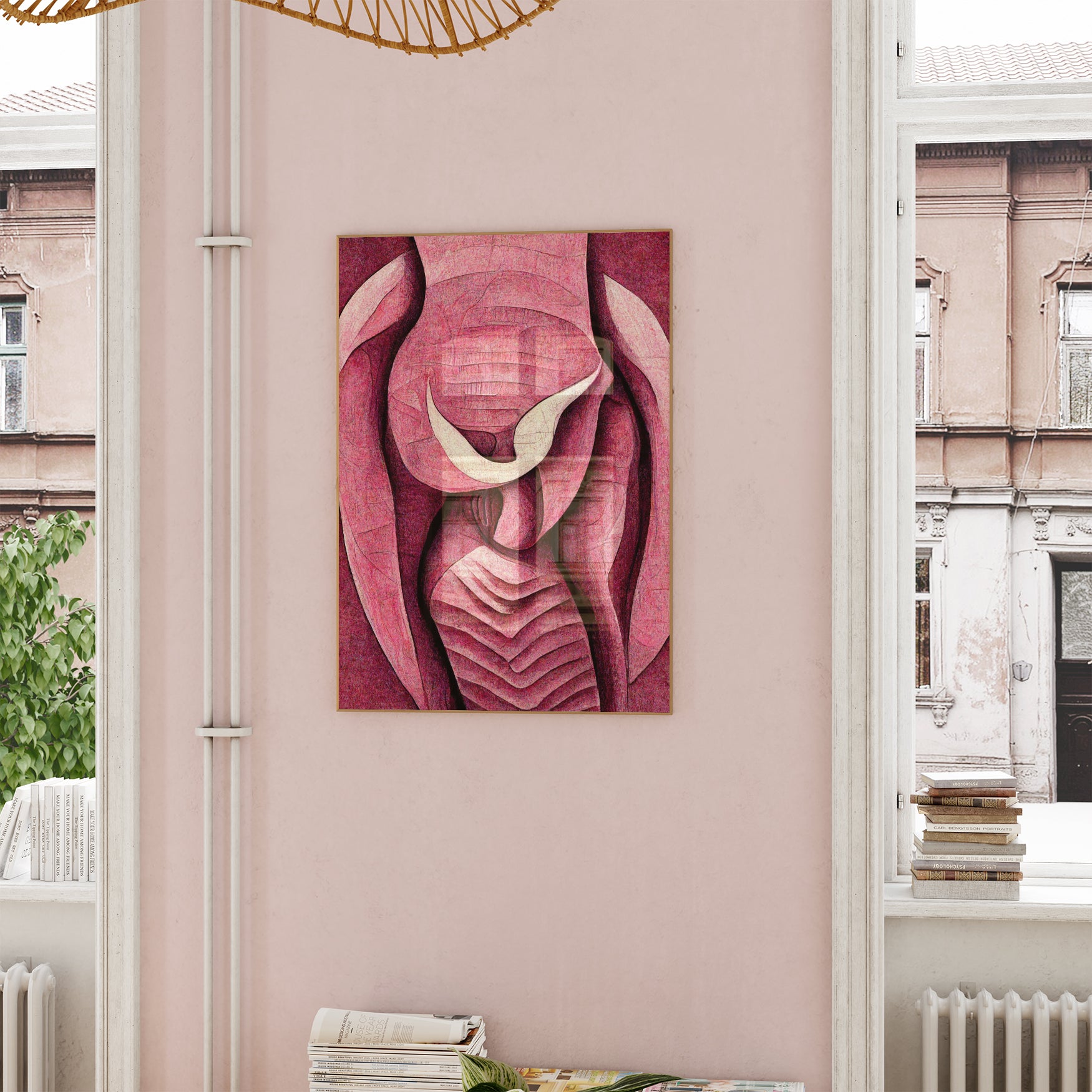 Uterus Anatomy Art - Abstract depiction of the female reproductive system in a contemporary art style