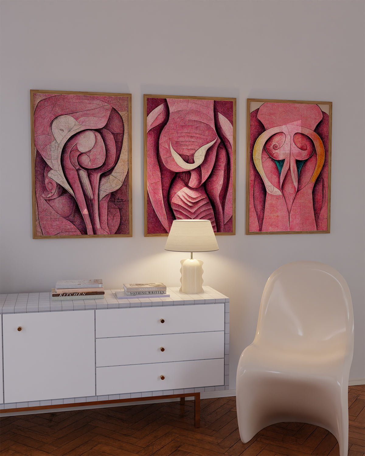 Uterus Anatomy Art - Abstract depiction of the female reproductive system in a contemporary art style