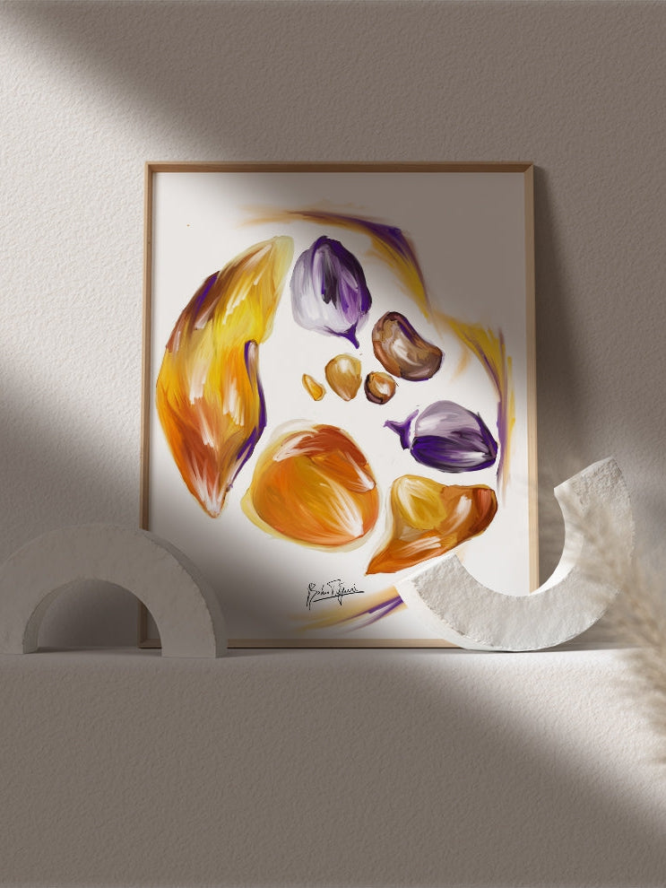 Abdomen anatomy art print-orange purple medical art-abdomen CT anatomical art