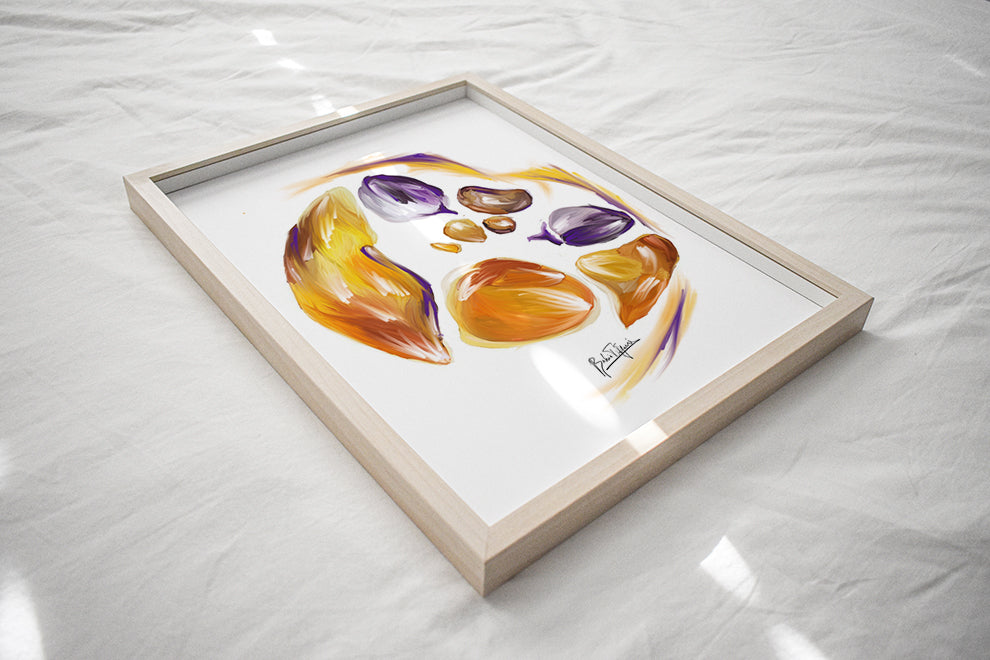 Abdomen anatomy art print-orange purple medical art-abdomen CT anatomical art