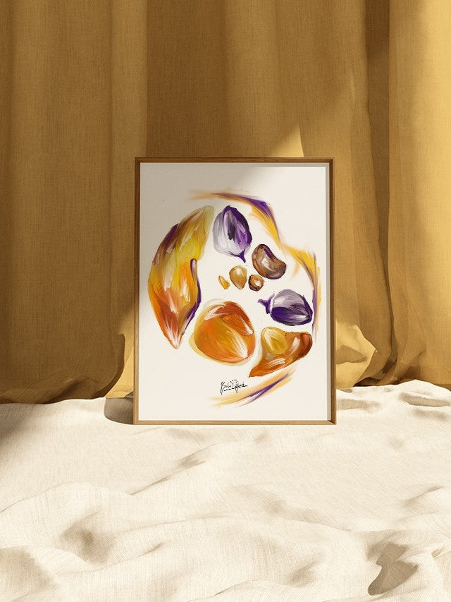 Abdomen anatomy art print-orange purple medical art-abdomen CT anatomical art