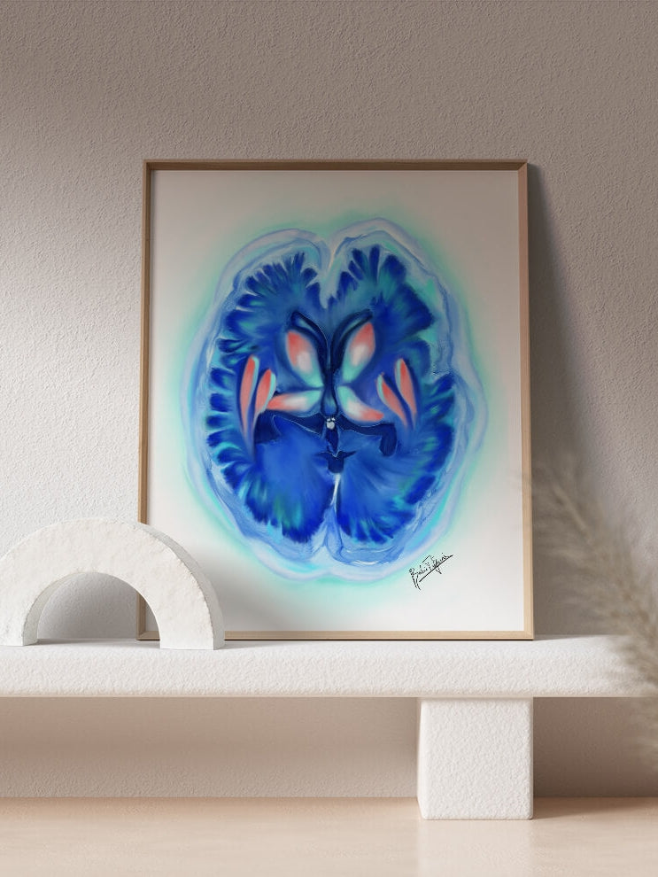 Abstract brain art print- Basal ganglia drawing-Neurology art-Anatomical drawing-Neuroscientist neurologist neurosurgeon gift-Medical print