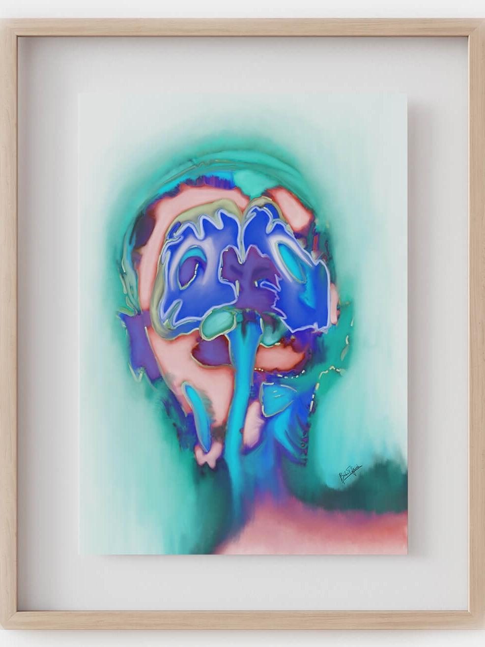 abstract coronal brain section CT art print –brain neurology art-Neurologist Neurosurgeon Radiologist gift-Human brain art