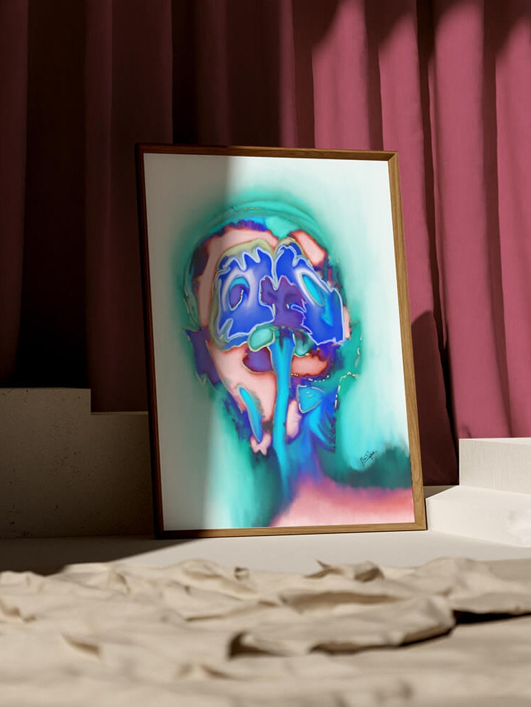 abstract coronal brain section CT art print –brain neurology art-Neurologist Neurosurgeon Radiologist gift-Human brain art
