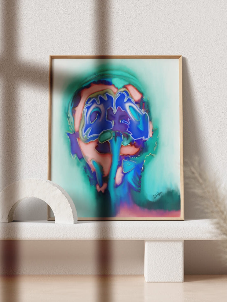 abstract coronal brain section CT art print –brain neurology art-Neurologist Neurosurgeon Radiologist gift-Human brain art