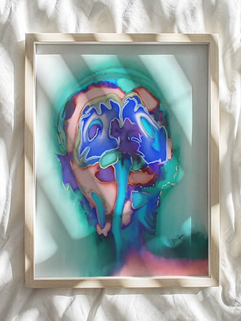 abstract coronal brain section CT art print –brain neurology art-Neurologist Neurosurgeon Radiologist gift-Human brain art