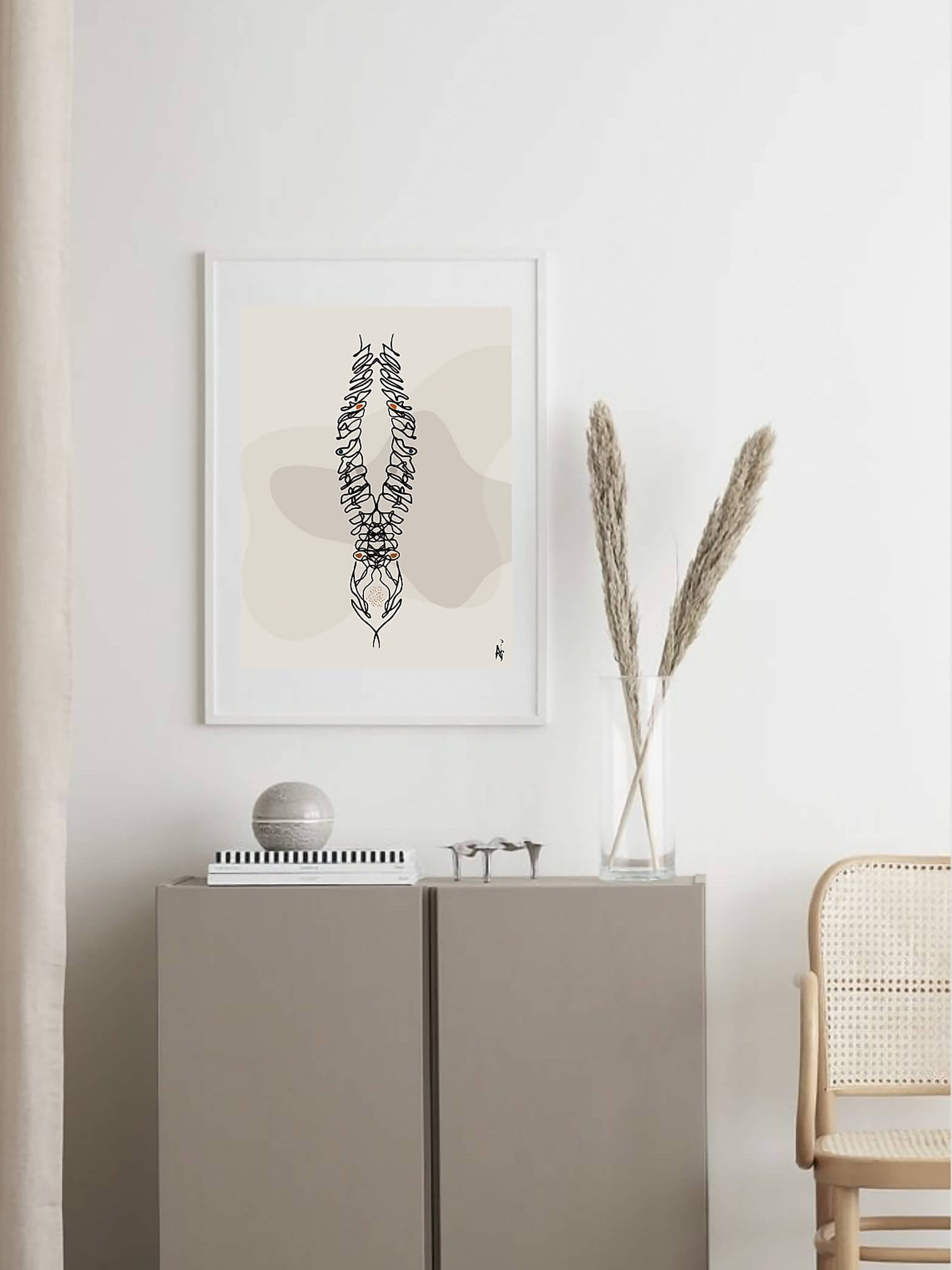 Human spine anatomy art print- Medical line art-Abstract chiropractic art-Spine surgery art-Chiropractor Orthopedic surgeon gift