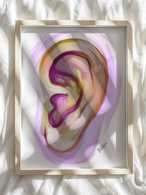 Abstract ear artwork- external ear art print- ENT art- audiology art- otolaryngologist gift