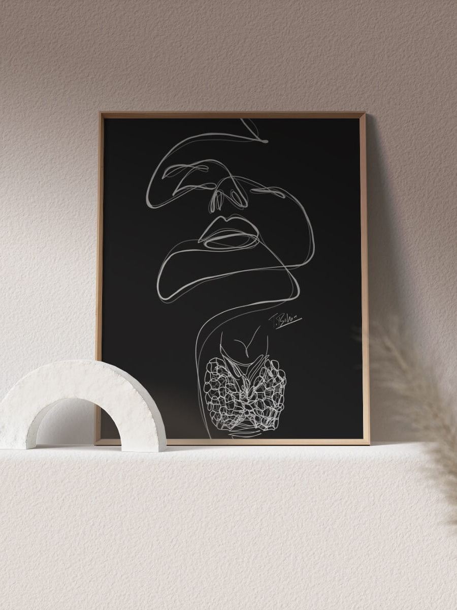 Printable gland line art-endocrinologist gift-Medical graduation gift-endocrine surgeon gift-ENT gift-downloadable digital medical art