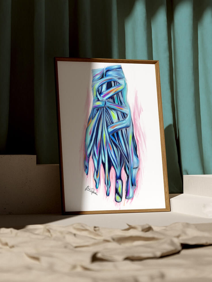 Abstract Podiatry art print-feet anatomy artwork-musculoskeletal drawing-Fett muscles bones painting-Orthopedic surgeon podiatrist gift