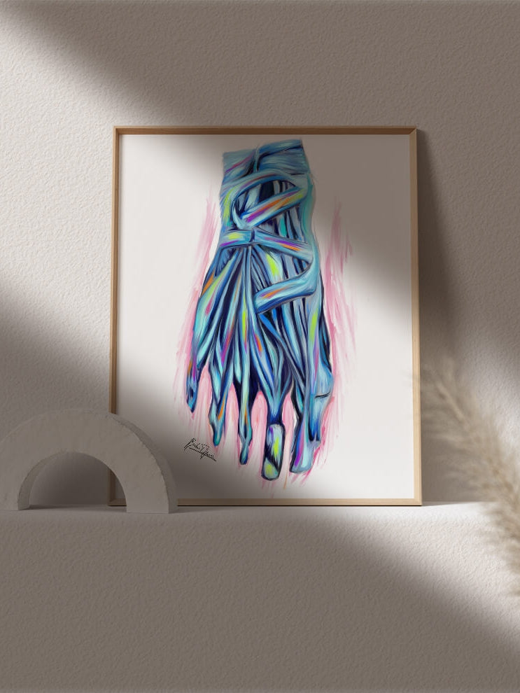Abstract Podiatry art print-feet anatomy artwork-musculoskeletal drawing-Fett muscles bones painting-Orthopedic surgeon podiatrist gift