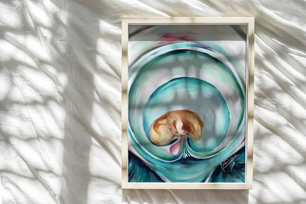 Abstract fetus extraembryonic membranes art print- Pregnancy art-OBGYN painting-Obstetrician gift-Gynecologist gift