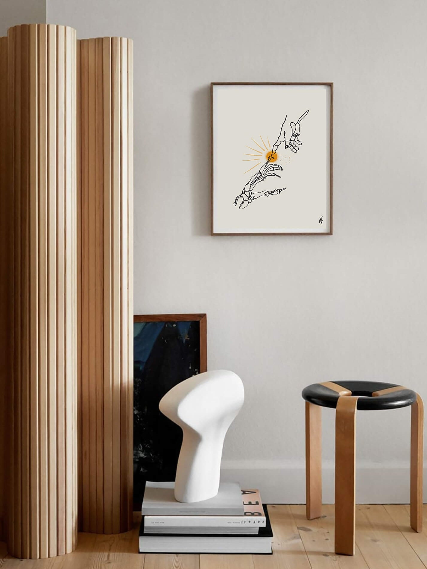 Creation of Adam line art-hand bones minimalist art print-skeletal hand-medical orthopedic art-Orthopedic surgeon gift-Medical student gift