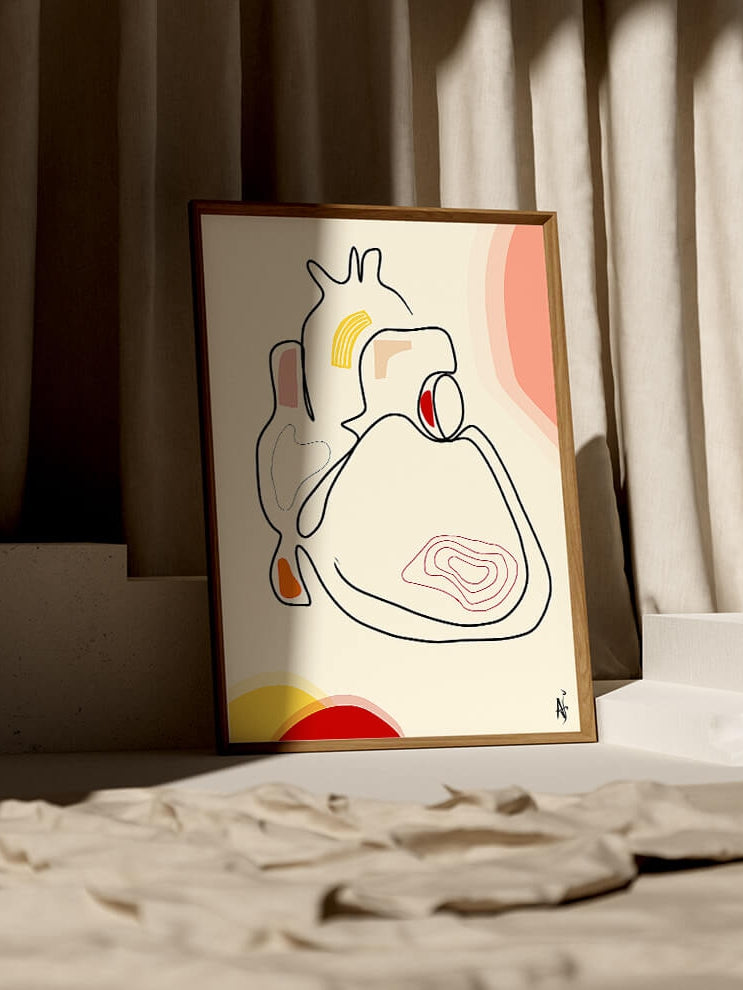 anatomical boho heart abstract minimalist art medic -cardiologist cardiothoracic surgeon gift-al gift-medical wall art-medical student gift