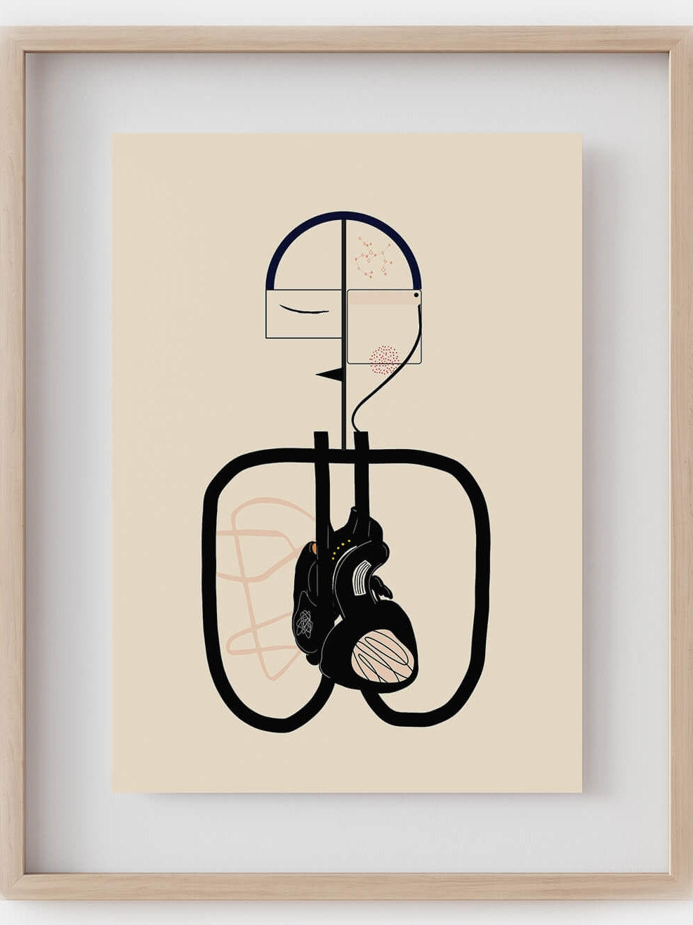 heart anatomy art print-minimalist boho heart print-cardiologist cardiothoracic surgeon gift-cardiology art -anatomical heart-surgery art