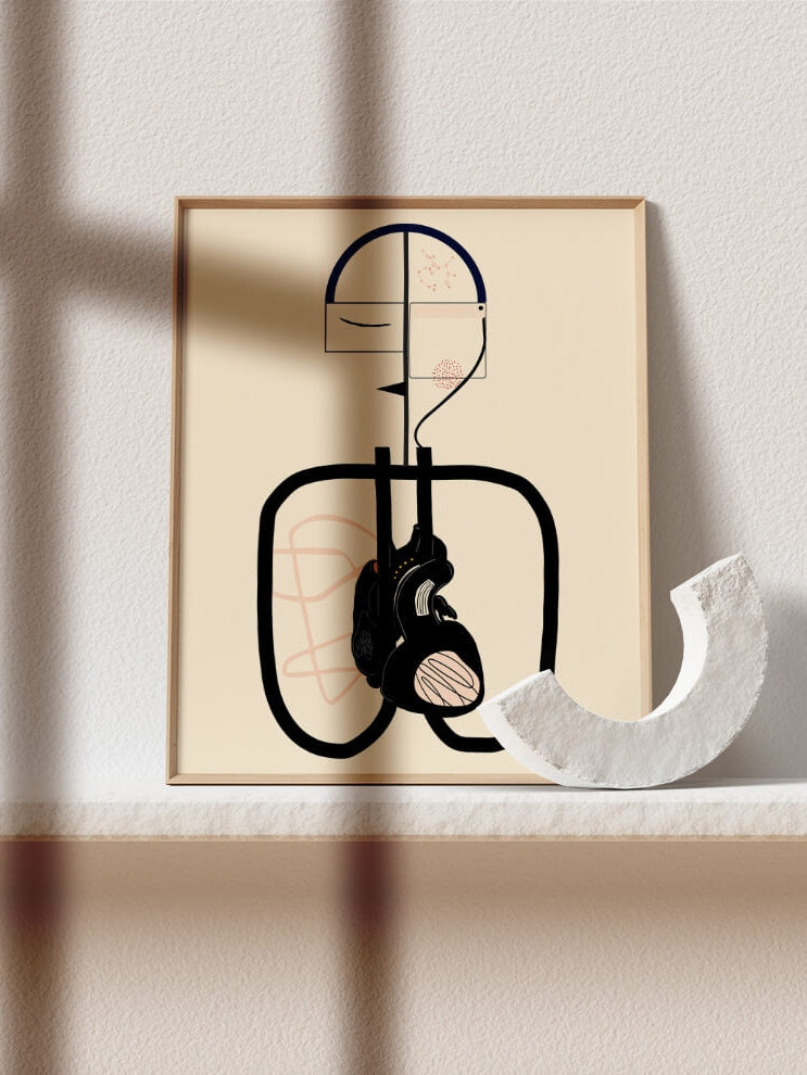 heart anatomy art print-minimalist boho heart print-cardiologist cardiothoracic surgeon gift-cardiology art -anatomical heart-surgery art