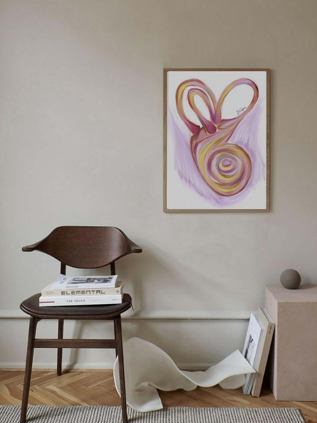 abstract inner ear anatomy art print- ENT art-Audiology art-Otolaryngologist gift-ear artwork-cochlea drawing