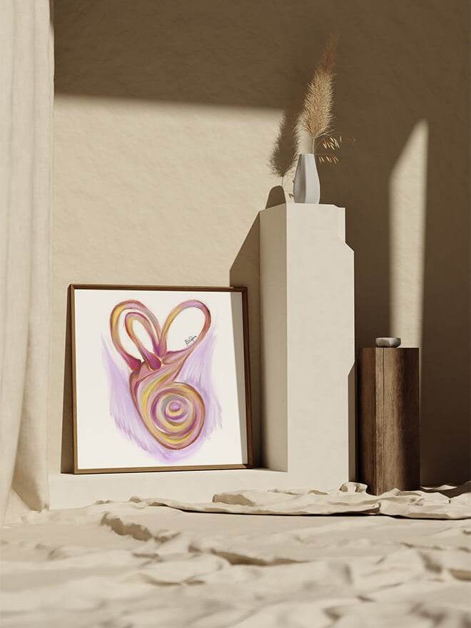 abstract inner ear anatomy art print- ENT art-Audiology art-Otolaryngologist gift-ear artwork-cochlea drawing