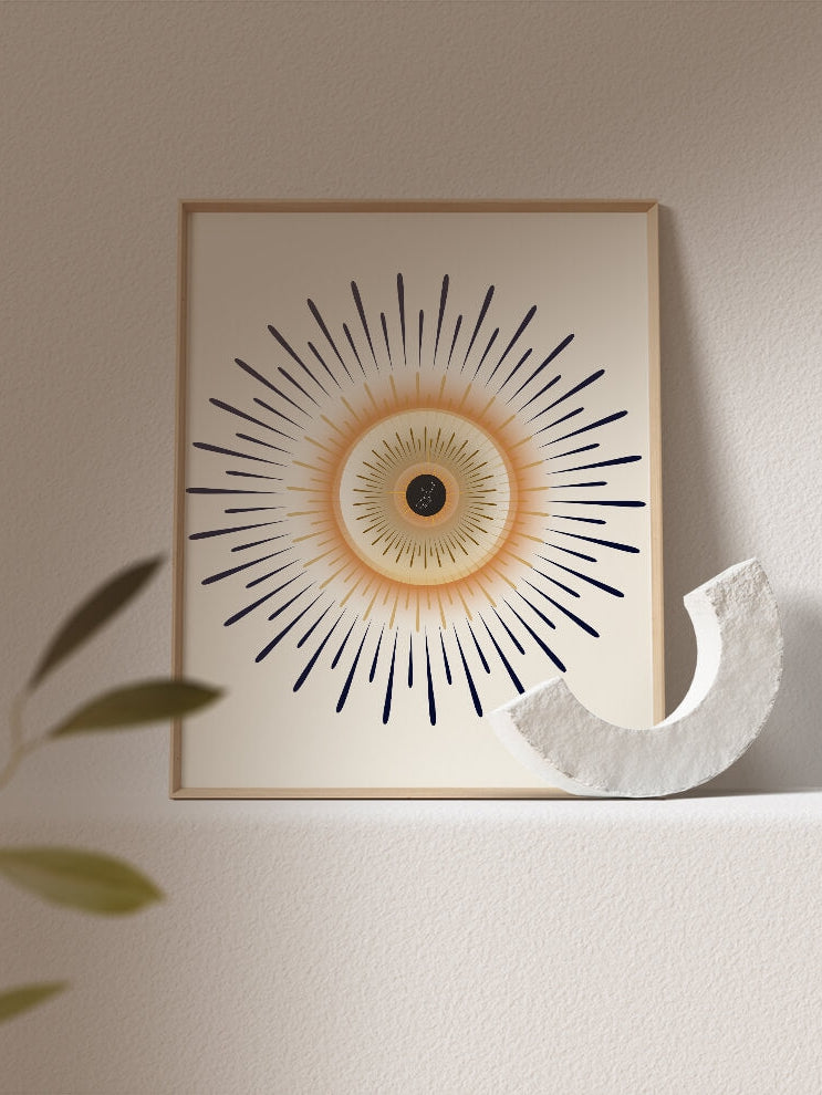 sun boho minimalist abstract art-modern art decor-iris eye anatomy-ophthalmologist optometrist gift-Abstract eye anatomy art print