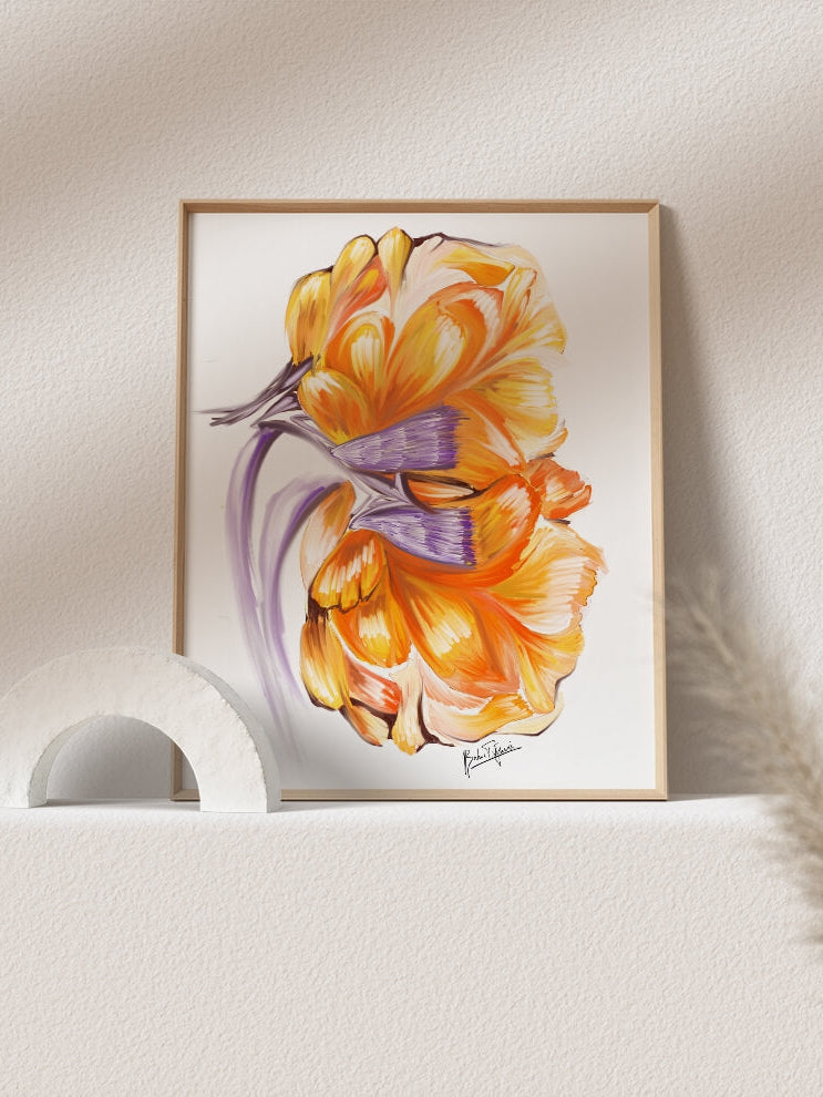 Floral kidney anatomy art print- nephrology wall art-urologist general surgeon transplant surgeon gift-urology medical art-anatomical kidney