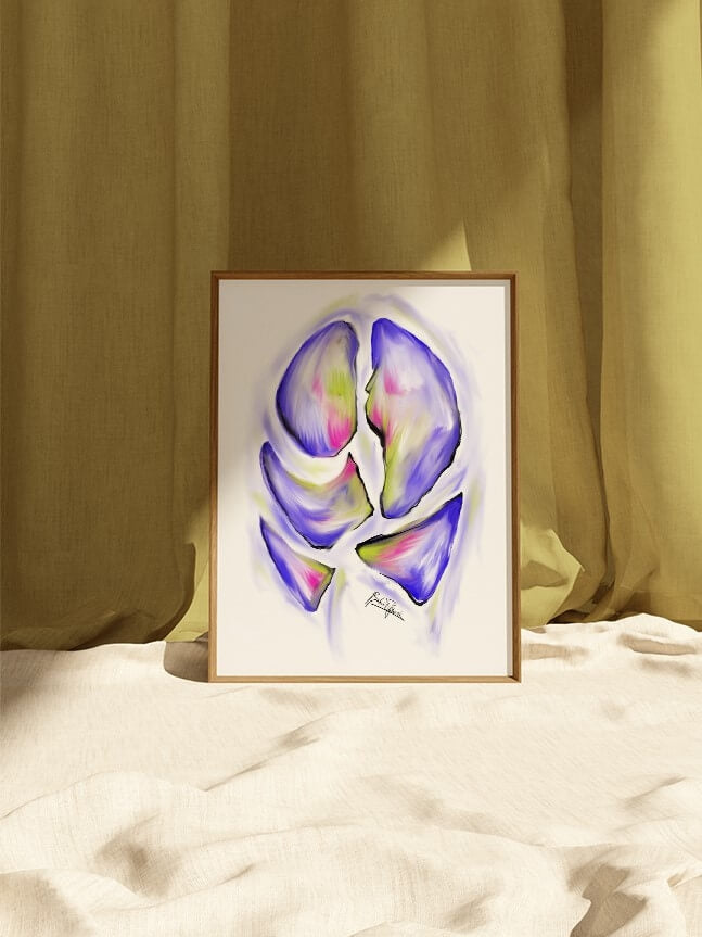 Lung lobes anatomy art print-pulmonology wall art-respiratory drawing-pulmonologist cardiothoracic surgeon gift- abstract anatomy art poster