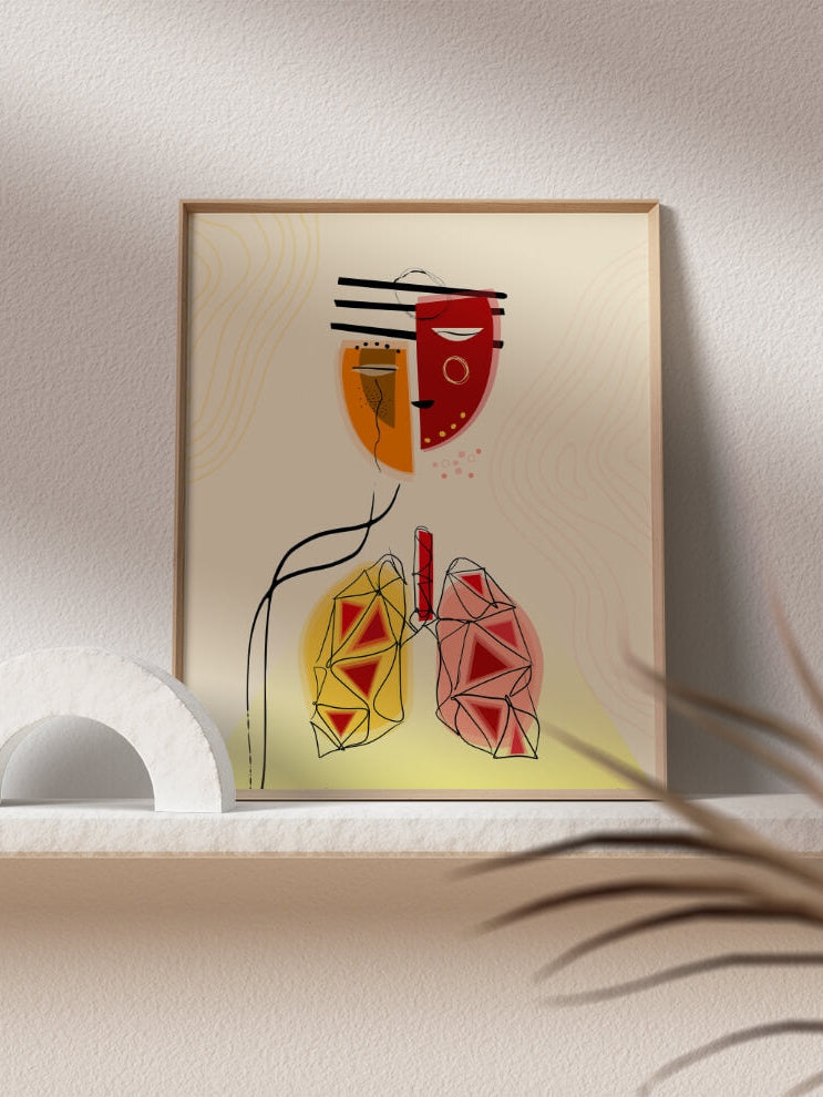 abstract lungs anatomy art print- respiratory system-boho geometrical art-pulmonologist thoracic surgeon gift-pulmonary wall art-minimal art