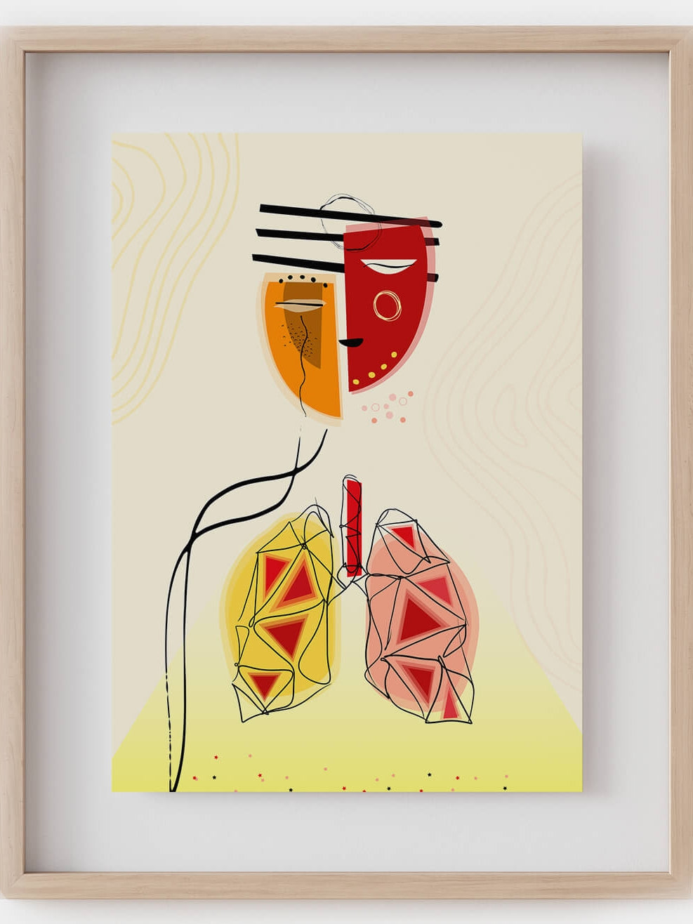 abstract lungs anatomy art print- respiratory system-boho geometrical art-pulmonologist thoracic surgeon gift-pulmonary wall art-minimal art