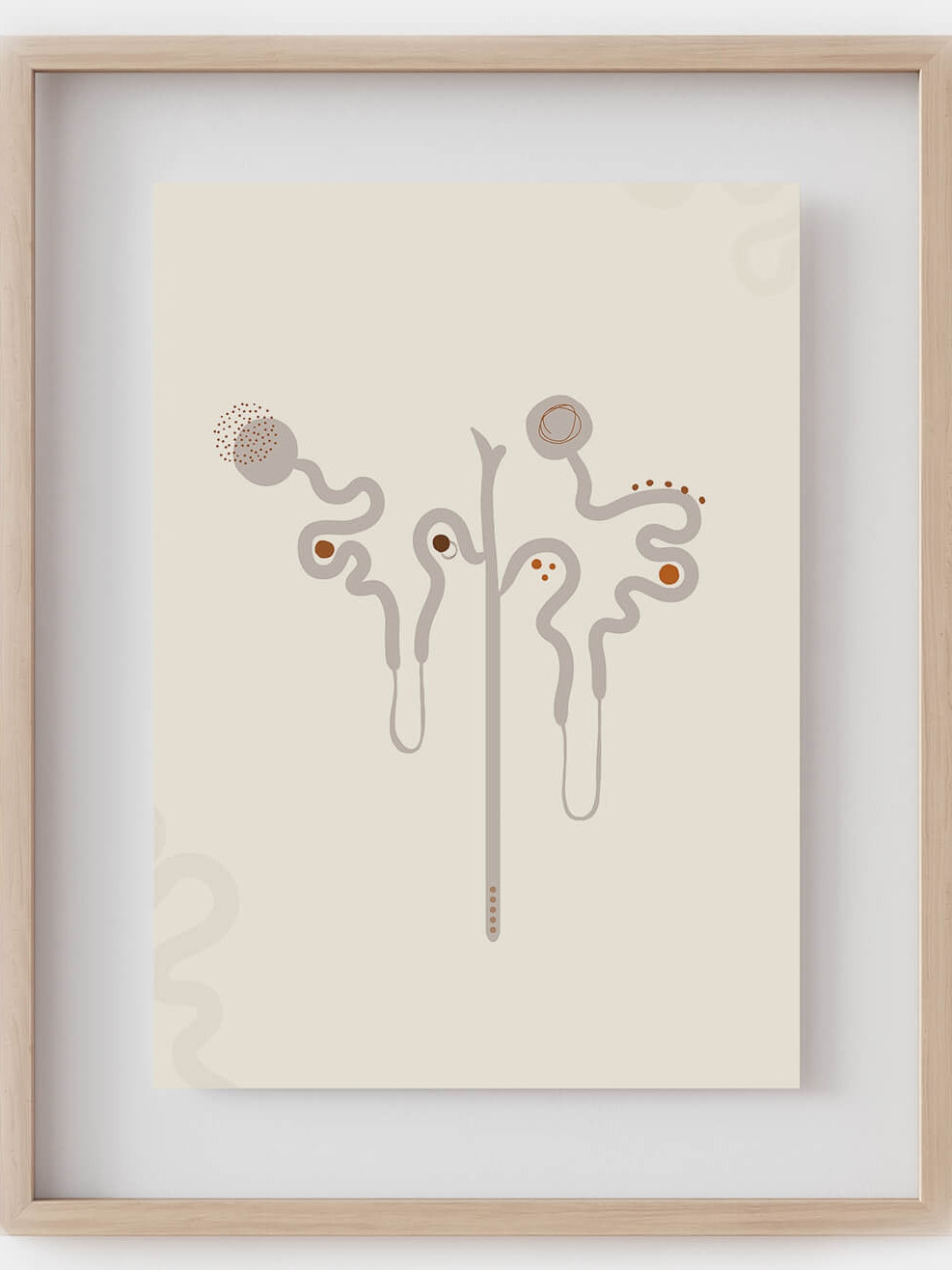 Nephron anatomy art printer-boho minimalist abstract art- nephrology wall art- nephrologist urologist gift- medical art-anatomical kidney