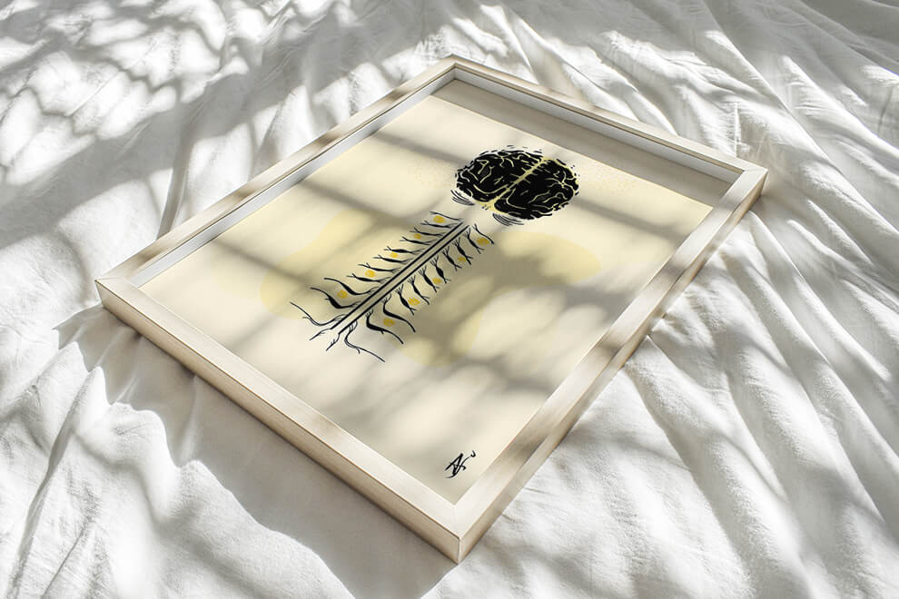 Brain spinal cord anatomy art print-minimalist neuroanatomy art-boho art-neurosurgeon neurologist neuroscientist anesthesiologist gift