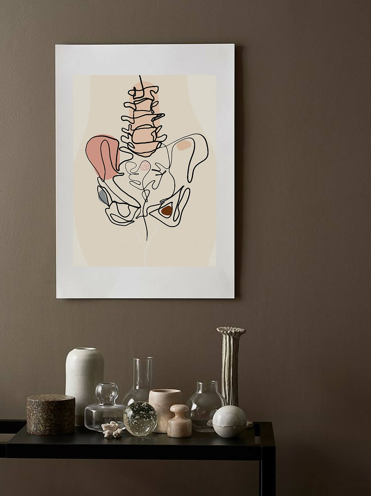 Pelvis anatomy line art-Pelvic bone-Chiropractor Orthopedic surgeon gift -Abstract lumbar spine art print-Spine line drawing