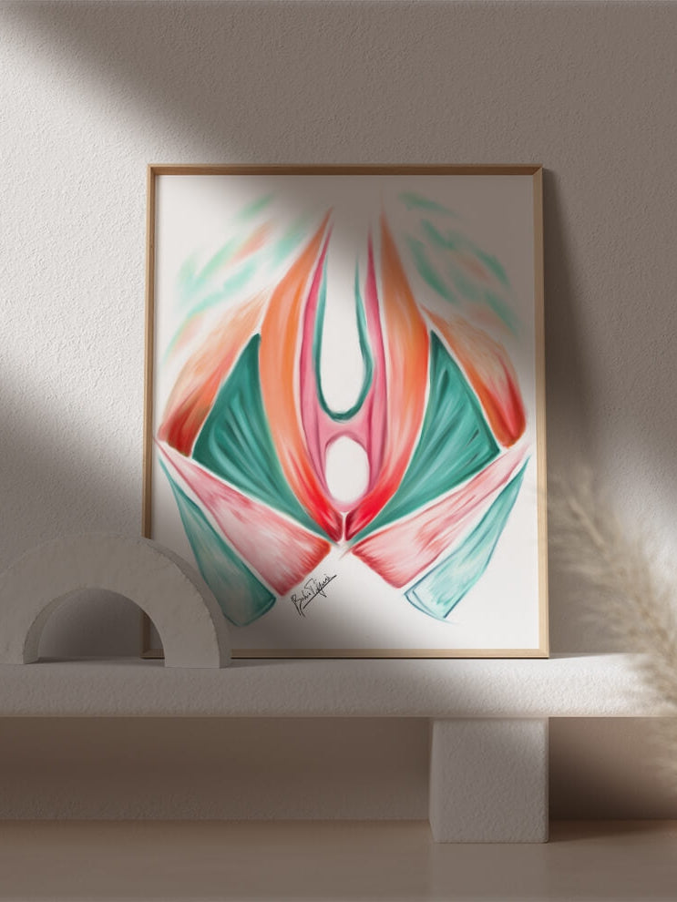 Abstract Pelvic floor anatomy art print –OBGYN female art-Urology art-Obstetrician Gynecologist Urologist gift-Muscles anatomy art
