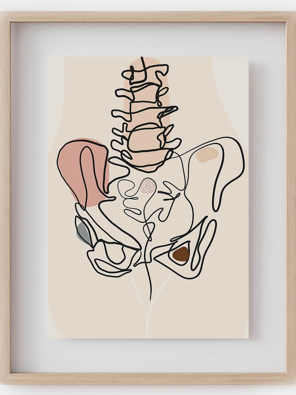 Pelvis anatomy line art-Pelvic bone-Chiropractor Orthopedic surgeon gift -Abstract lumbar spine art print-Spine line drawing