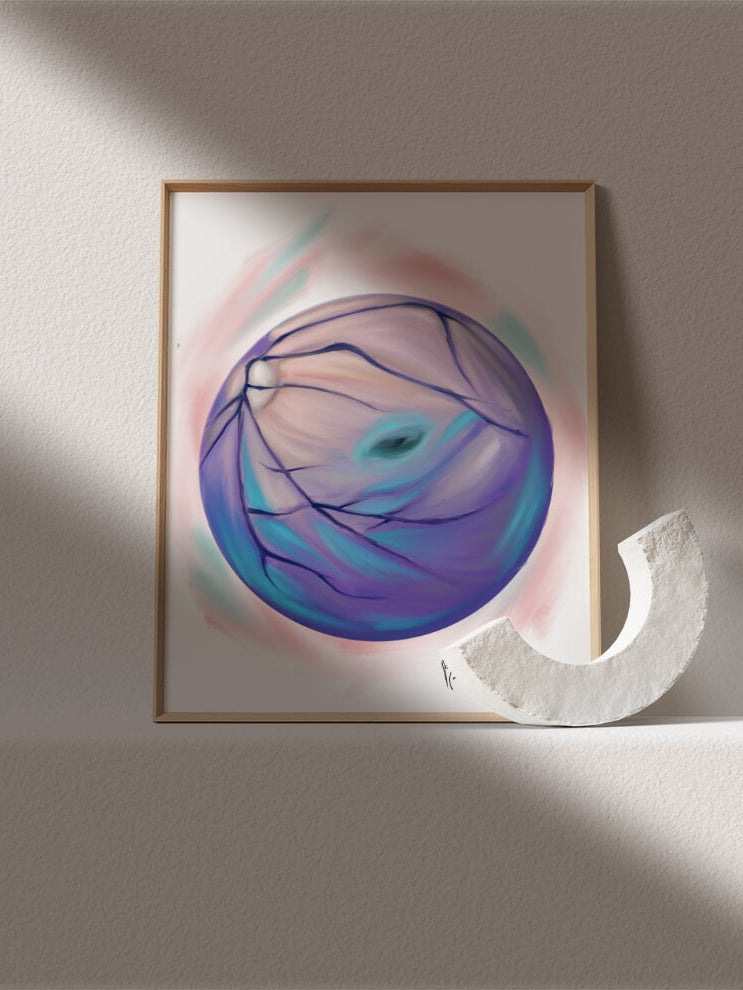 Abstract retina anatomy art print- Eye anatomy art-Ophthalmoscopy painting-Optometrist ophthalmologist gift-Human eyeball wall art