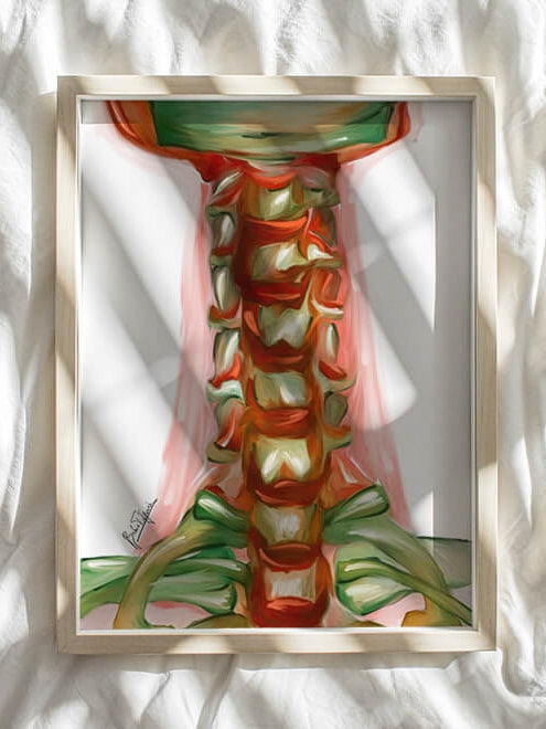 abstract cervical spine oil painting art- vertebrae art gifts | DrArt