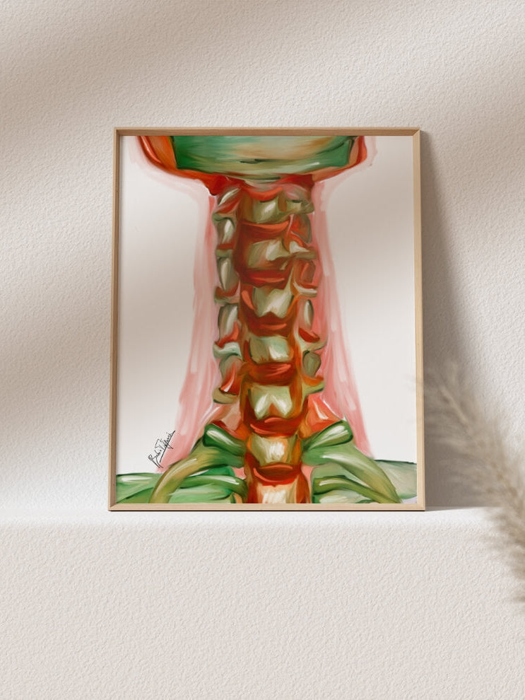 abstract cervical spine oil painting art- vertebrae art gifts | DrArt