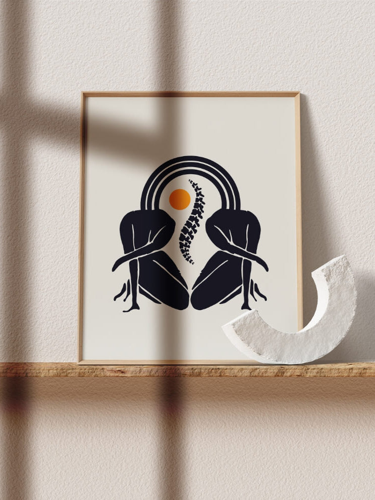 Boho spine art print-abstract artwork-Chiropractor gift-chiropractic minimalist art-medical student gift