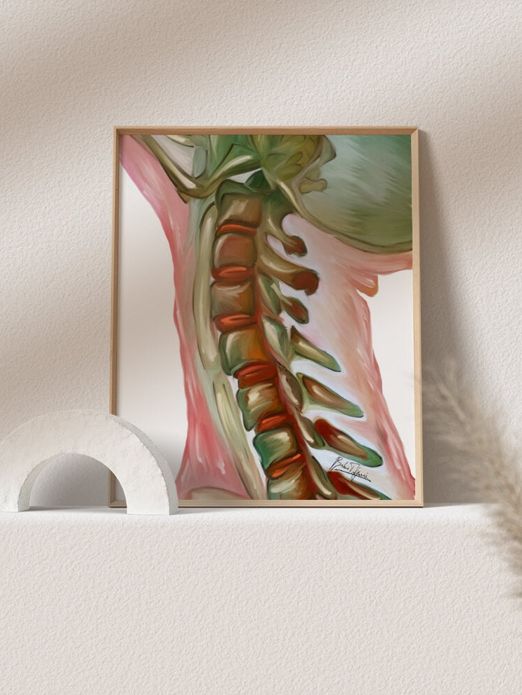 Abstract cervical spine art print- Vertebrae art- Chiropractic wall art-Spine surgery art-Chiropractor Orthopedic surgeon gift