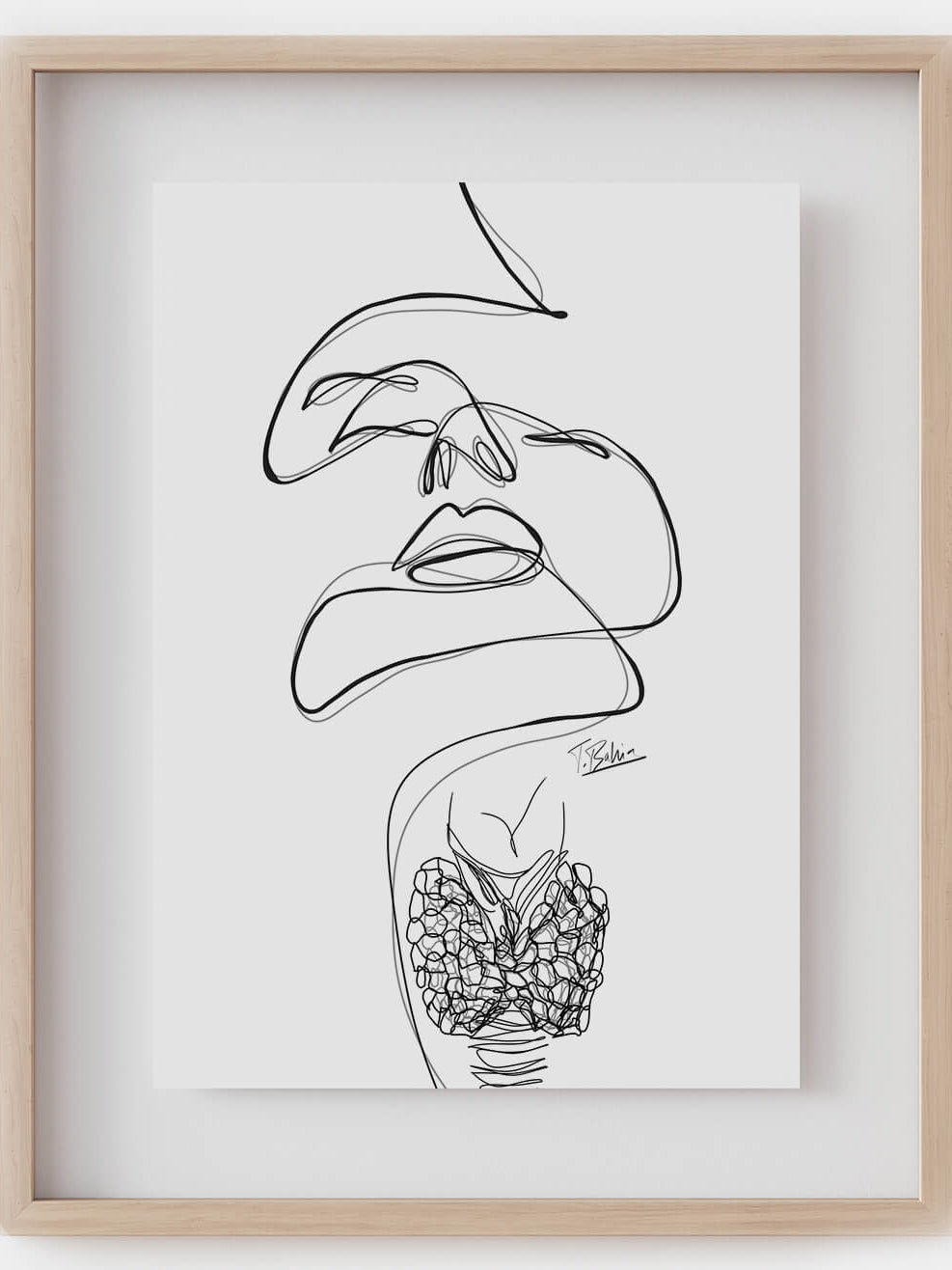Printable gland line art-endocrinologist gift-Medical graduation gift-endocrine surgeon gift-ENT gift-downloadable digital medical art