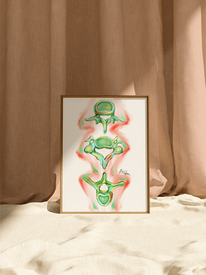 Abstract three cervical, thoracic and lumbar vertebrae art print-Orthopedic surgeon Chiropractor gift-Anatomical spine- Bone artwork