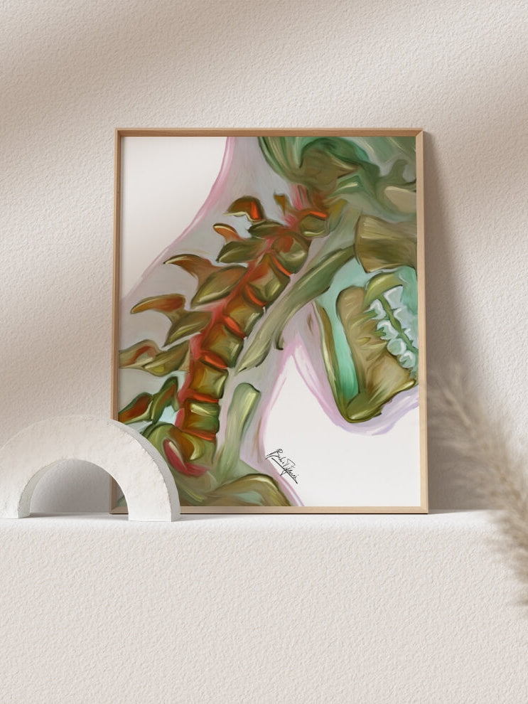 abstract cervical spine oil painting art- vertebrae art gifts | DrArt