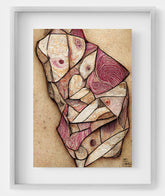 Dermatology Art Poster - Abstract depiction of skin layers and histology in a captivating artistic style.