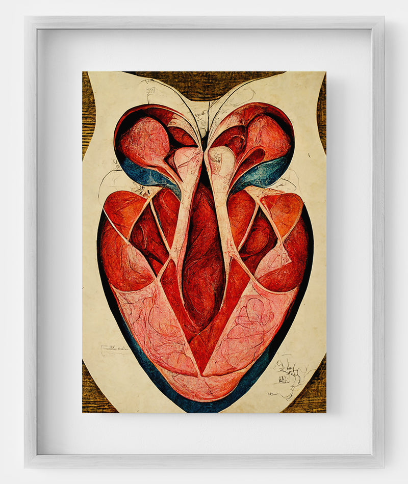 Heart Anatomy Art Print - A captivating representation of cardiac anatomy, ideal for cardiology clinic decoration and creating a professional atmosphere.