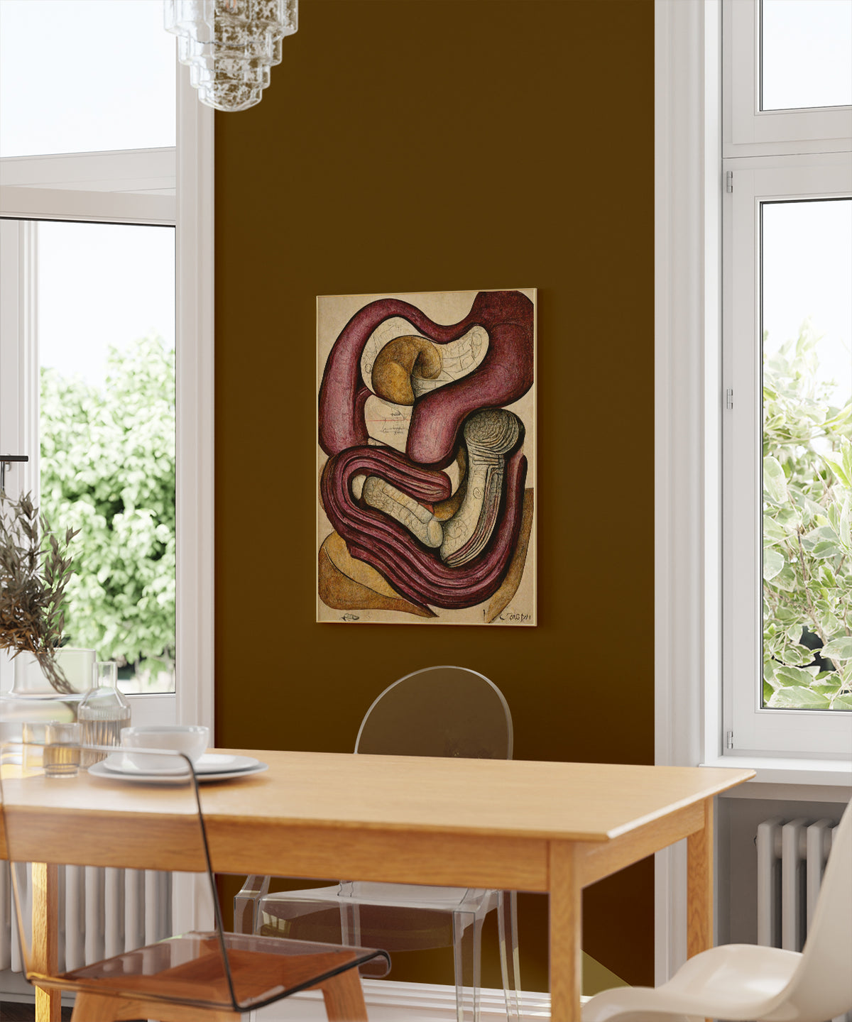 Intestines Anatomy Art Print - A visually striking representation of digestive anatomy, ideal for gastroenterologist clinic decoration and creating a professional atmosphere.